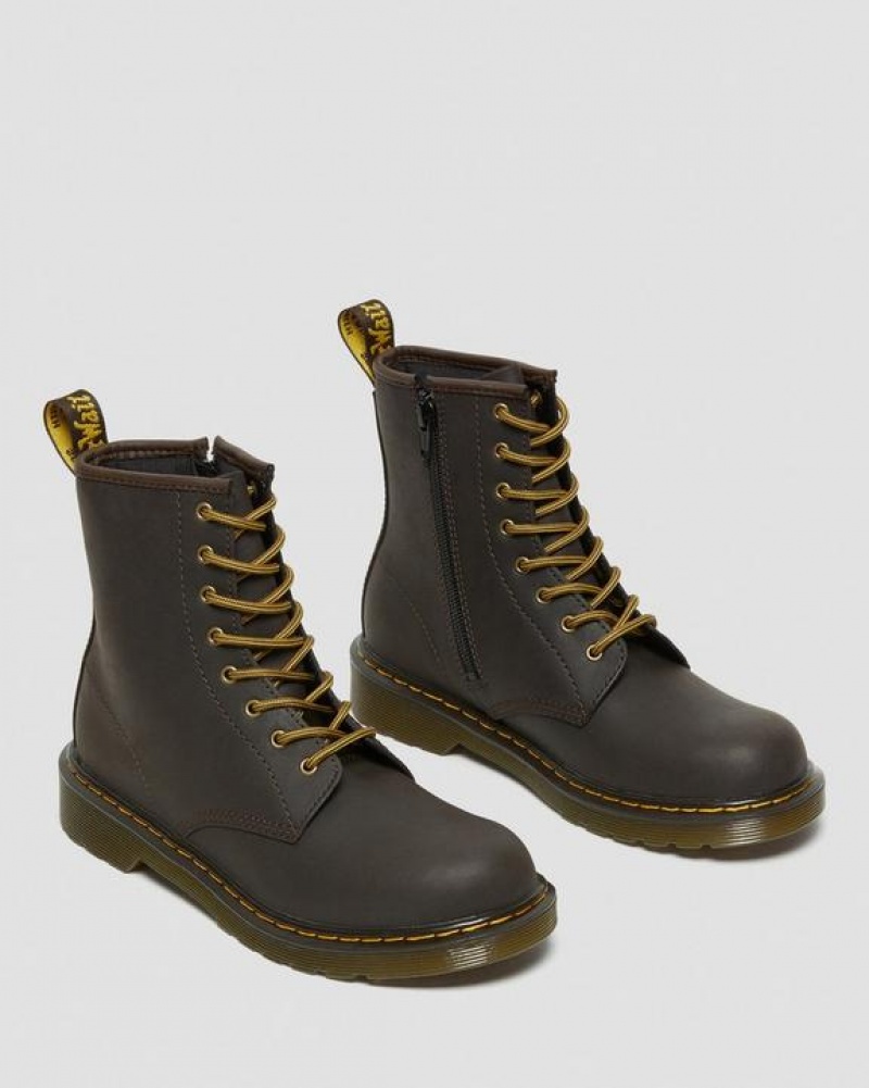 Dr Martens Youth 1460 Wildhorse Nahkaiset Pitsi Up Lasten Saappaat Tummanruskea | Suomi_Dr77345