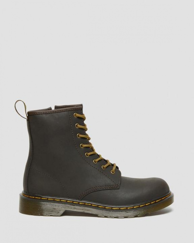 Dr Martens Youth 1460 Wildhorse Nahkaiset Pitsi Up Lasten Saappaat Tummanruskea | Suomi_Dr77345